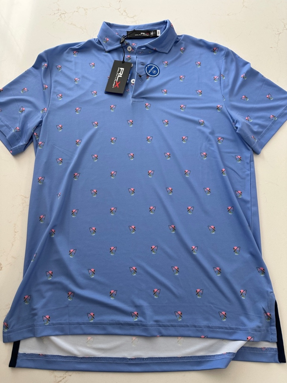 RLX by Ralph Lauren Blue Printed Men’s Golf Polo Small NWT